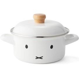 Fuji Enameled Casserole Two-Handed Pot, White, Induction Compatible, 5.9 inches (15 cm), Miffy Face