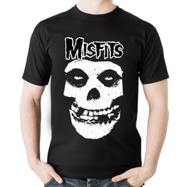 Misfits Shirt Band Apparel Distressed Skull Logo Graphic Printing Vintage 80s Concert Classic Unisex Shirts Youth Fit Black Large
