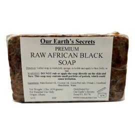 Our Earth's Secrets Raw African Black Soap, 1 lb.