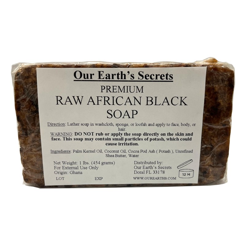 Our Earth's Secrets Raw African Black Soap, 1 lb.