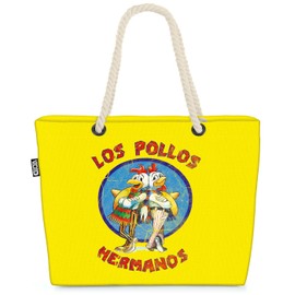 VOID XXL Beach Bag Los Pollos Shopper Bag 58 x 38 x 16 cm 23 L Beach Bag Bad Walter Breacking Chicken, White, Casual