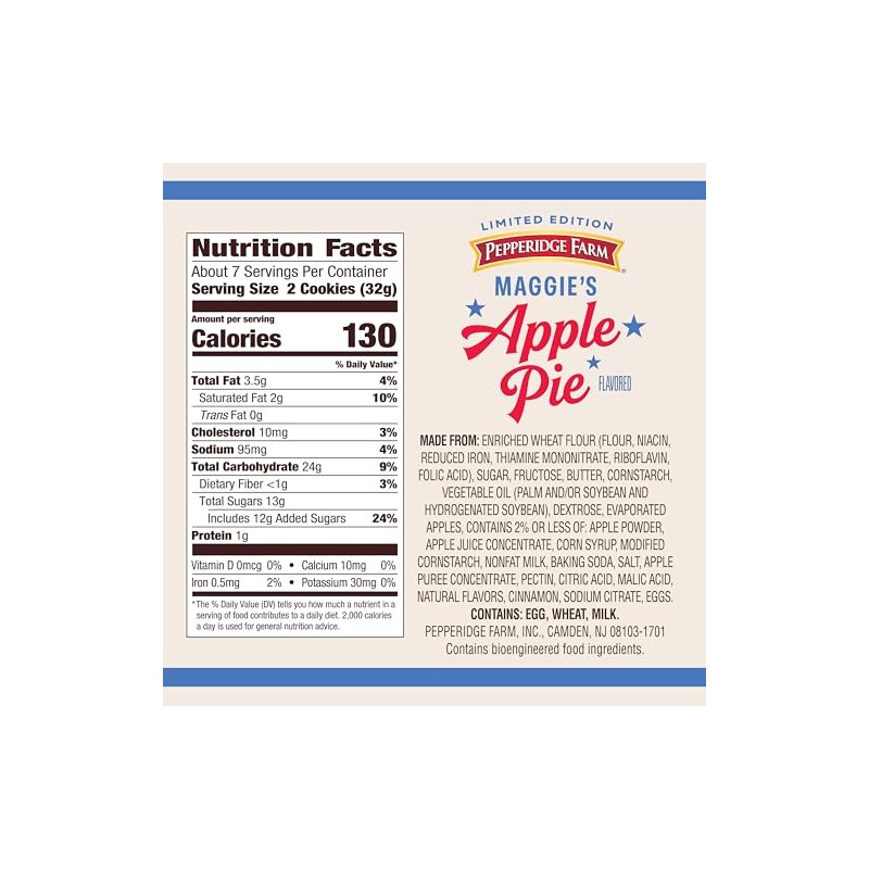 Pepperidge Farm Maggie's Apple Pie Cookies, 8.2 Oz Bag