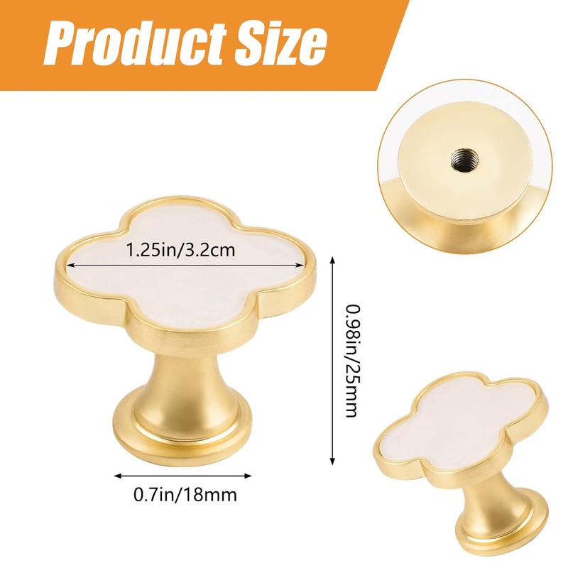 Xinghonyac 8 Pcs Clover Four-Leaf Cabinet Knobs, Cabinet Drawer Pulls