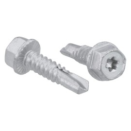 Hex Drilling Screw SW10+TX25 Zinc Filled Coating Underhead Locking Tooth, 6.3x25mm, 100 Pieces