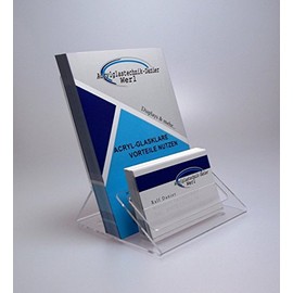 Acrylglastechnik Danier Flyer Stand Brochure Stand Holder with Business Card Stand DIN A6