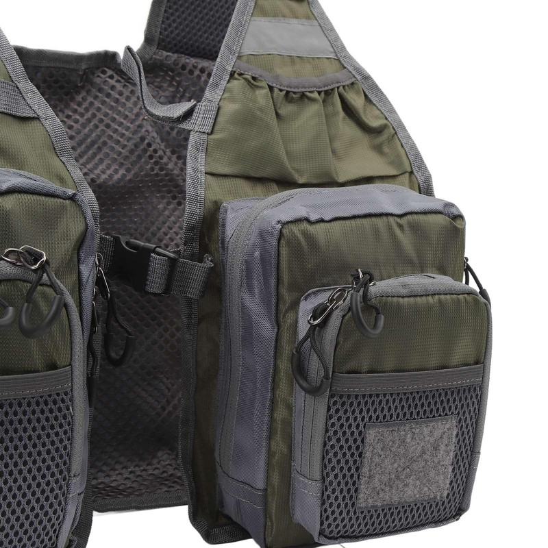 Fly Fishing Vest Reflective Strips Mesh Lining Fishing Vest Adjustable