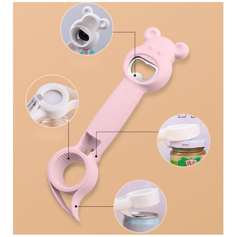 ZONADA 4xPlastic Household Bear Bottle Opener - Multi-Functional Tool for