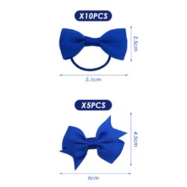10 Bow Hair Ties, 5 Bow Hairpins, Blue Hair Accessories For Girls, Elastic Rubber Band Headband, Blue Bow Headwear, Clothing Accessories