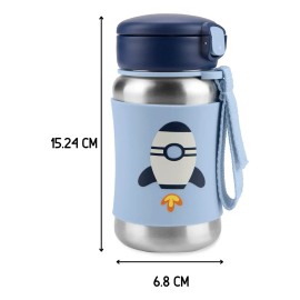 Vaso Termo Infantil Popote Acero Inoxidable Skip Hop® 350ml Azul Claro Rocket