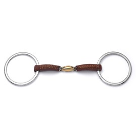 Cavalon Loose Ring Lozenge Leather Covered Snaffle Bit (4.75")