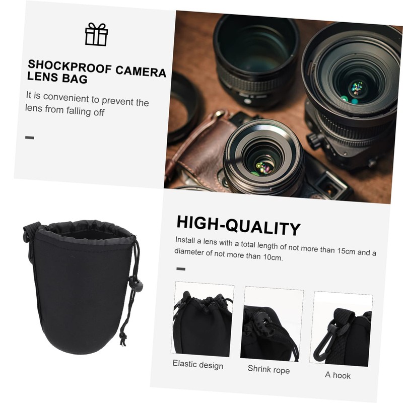 KICHOUSE 2pcs Neoprene Lens Pouch Protective Case for Camera Lenses