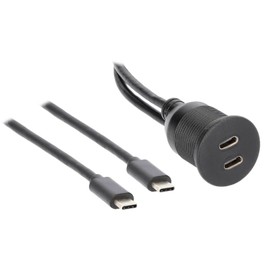 InstallBay IBR113 Universal Dual USB-C Flush Mount Charger with Data Transfer and Water-Resistant Cover-Black