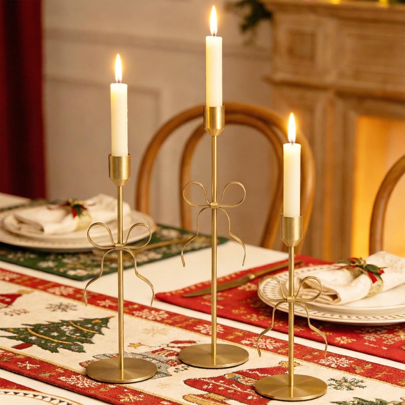 Bow Candle Holder - Bow Candlestick Holder Set of 3