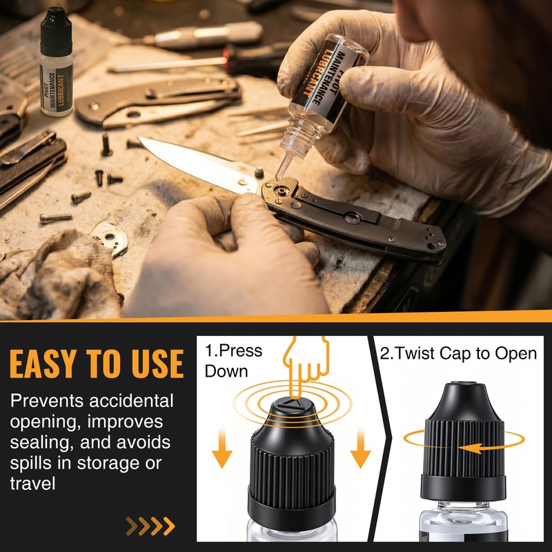 Knife Oil, 15ml Precision Drop Dispenser Bottle for Knife Pivot