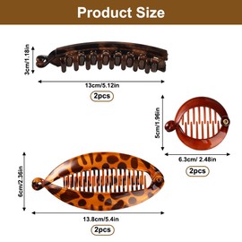 6 Stück Vintage Bananenspange, Französischer Haare Doppelkamm, Fischförmig Pferdeschwanz Bananenspange, Plastikharz Banana Clip für Frauen und Mädchen mit Langem, Lockigem Oder Glattem Haar