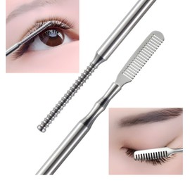 Dual head silver long eyelash grooming comb makeup accessory, 1 piece / 듀얼헤드 실버 롱 속눈썹 정리 빗 메이크업 보조도구, 1개