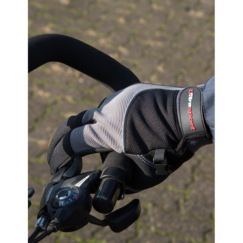 Ultrasport Race Touchscreen Cycling Gloves - Black/Grey, Large
