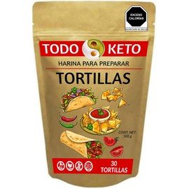 Todo Keto Harina para Tortillas sin Gluten Low Carb 500g Alcanza para 30 Tortillas Veganas, Sin Almidón Modificado Con Harina de Almendra y Coco Empaque Ecológico