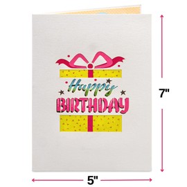 Paper Love 3D Birthday Pop Up Card, Birthday Party, For Adults and Kids - 5" x 7" Cover - Includes Envelope and Note Tag