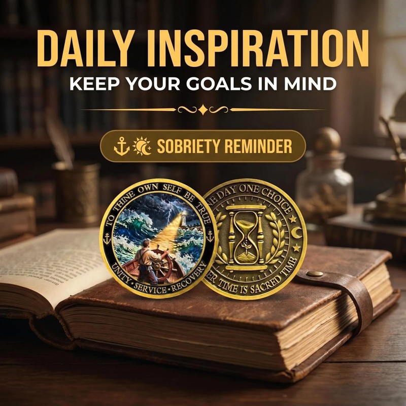 Sobriety Coin AA Medallion - to Thine Own Self Be