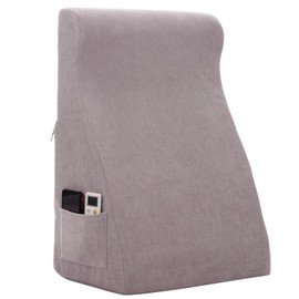 wuFQecht Bed Reading Pillow - Sofa Bed Wedge Pillow - Post-Op Recovery Backrest Pillow - Working Lumbar Support Reading Pillow with Removable Pillowcase Light Grey 27x20x12in