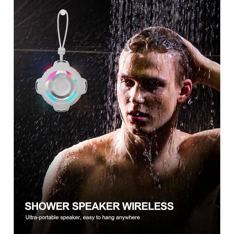 Universal IPX7 Waterproof Bluetooth Shower Speaker with RGB Lights
