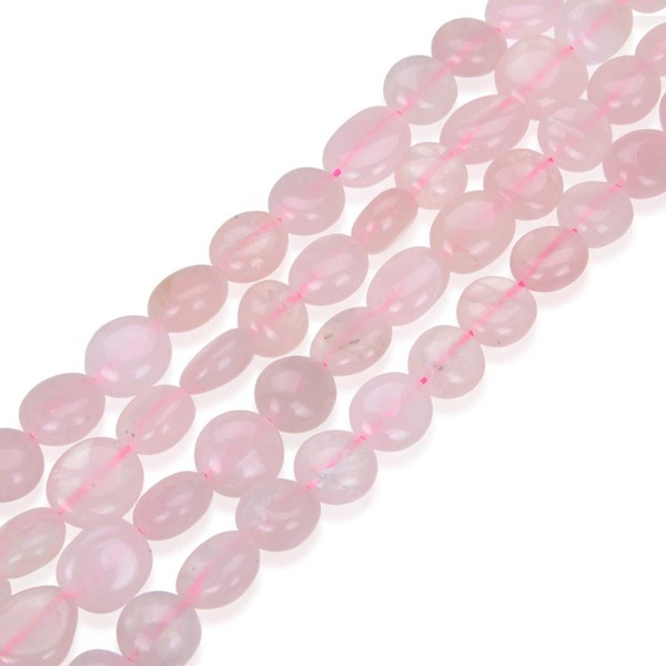 3 Strands Adabele Natural Grade A Rose Quartz Healing Gemstone Loose Beads 8mm to 10mm Free Form Oval Tumbled Pebble Stone Beads (total 45 Inch) for Jewelry Making GZ12-56