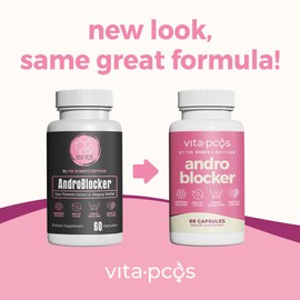 VITA-PCOS AndroBlocker Balance Supplement for Women - Stinging Nettle Capsules with Zinc & Inositol for Unwanted Facial Hair & Healthy Period - Saw Palmetto for Women Energy & Vitality - 60 Capsules
