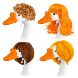 ZMLTLMG 4Pcs Porch Goose Outfit, Porch Goose Wigs for Gooses, Plastic Gooses Decor for Lawn and Garden