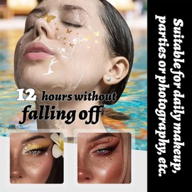 Face Tattoo Glitter Freckles，4Pcs Face Glitter Makeup Speckles，Gold Glow Up Makeup Patches，Glitter Makeup Accessories for Women，Festival Makeup Rave Accessories,Face Glitter Speckles Patches for Women