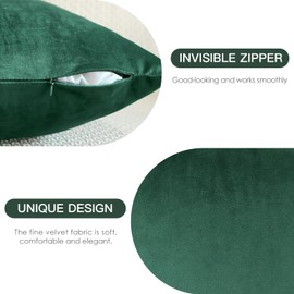 JOTOM Soft Velvet Decorative Throw Pillow Covers 22x22 Inch Solid Cushion Covers 55x55 cm Cushion Case Square Pillow Cases for Couch Sofa Living Room Bedroom Home Decor Set of 2 (Army Green)