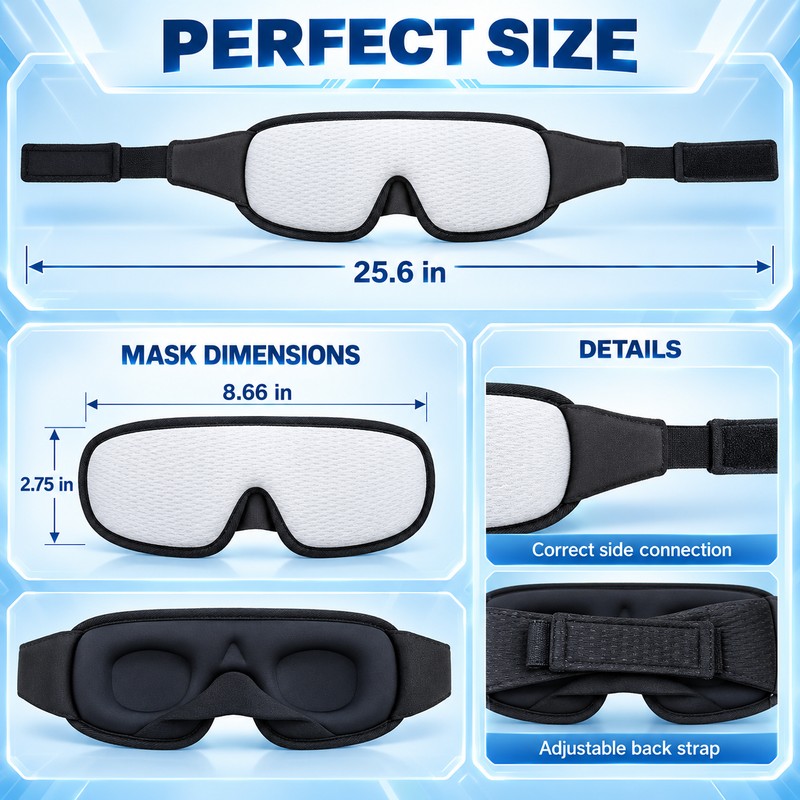 3D Eye Mask for Sleep – Padded Light-Blocking Design with