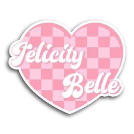 Custom Name Sticker Checkered Heart Sticker Cute Heart Sweet Name Sticker Y2k Aesthetic Stickers Groovy Sticker Laptop Sticker Name Decal