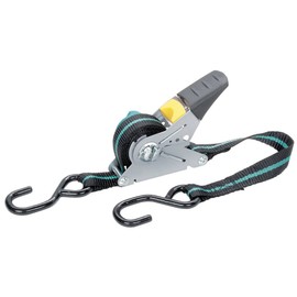 Wolfcraft 3271000 Ratschen-Bandspanner mit Haken und Bandaufwicklung (Spannkraft 80 kg) 4 m Mehrfarbig 100kg/4m Haken