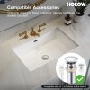 HOROW 24'' White Basin Rectangular Undermount Bathroom Sink w/ Overflow