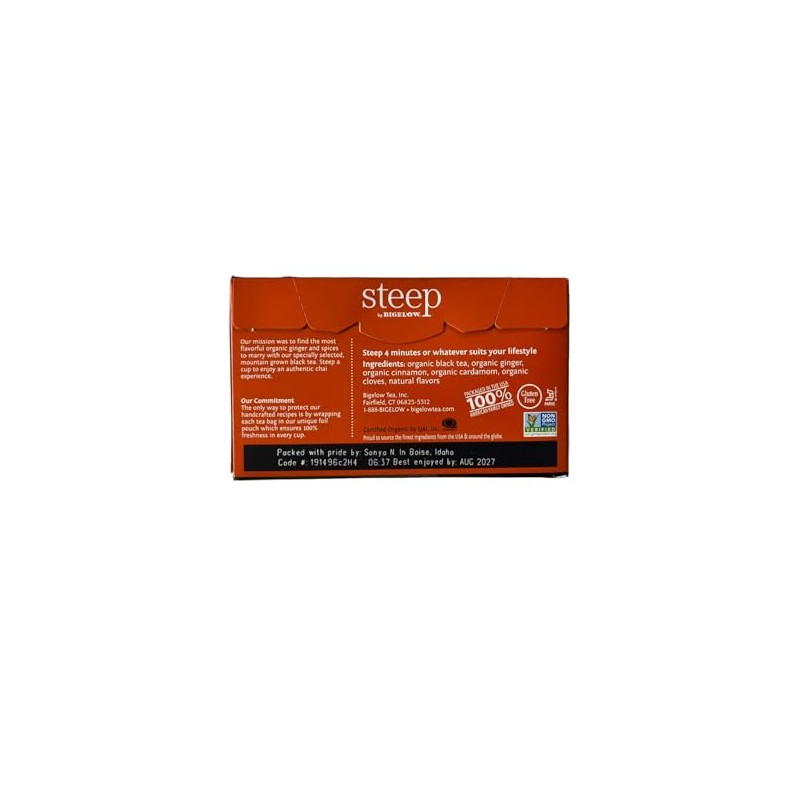 steep Organic Chai Black Tea 20 Count Box (Pack of