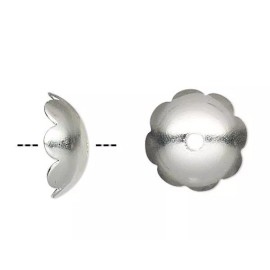 Platinum Bead Cap, 100 Silver Plated Brass 8x3mm Scalloped to Fit 8-10mm Beads