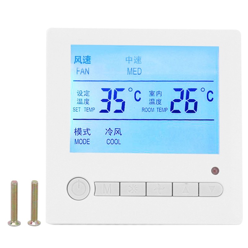 AC220V Intelligent LCD Thermostat Fan Coil Temperature Controller Air Conditioning