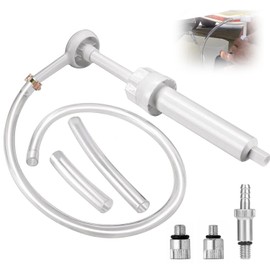 Gear Oil Pump for Standard Quart Bottles, with 3/8 Inch, 8mm and 10mm Metal Adaptors, Aluminum+Plastic Material, for Most Outboard Motors (White)