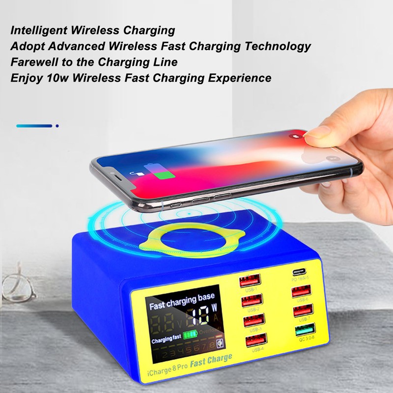 100w USB Charging Station with QC3.0 PD Fast Charging Interface