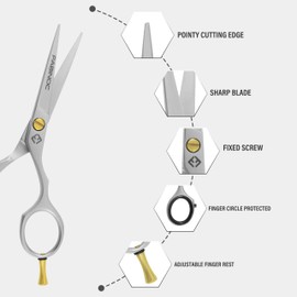 FABINOC Beard and Mustache Scissors for Men 5" with 2 Combs & Pouch – German Quality Stainless Steel Hand-Forged Grooming Scissors for Facial Hair Trimming (Silver)