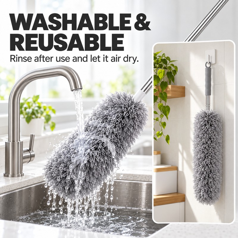 Extendable Microfiber Duster for High & Hard-to-Reach Areas – Retractable
