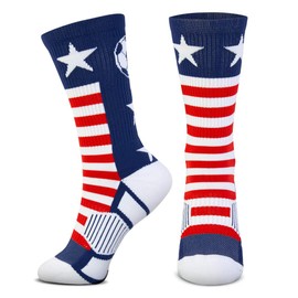 ChalkTalkSPORTS Soccer Performance Crew Socks - USA - Red White & Blue - Soccer Mid-Calf Socks - Youth