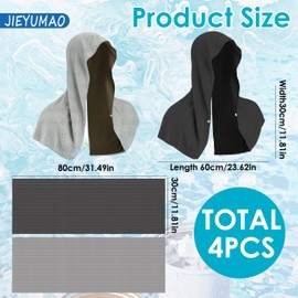 JIEYUMAO 4Pcs Cooling Hoodie Towel, 2 Styles Cooling Towels for Neck and Face, UV Sun Protection Coolin Neck Wraps Ice Sports Towel Lightweight Sport Head Towel for Yoga Running Hiking