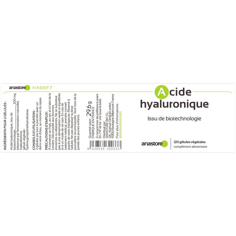 Biotechnological hyaluronic acid * 100 mg / 120 vegetable capsules