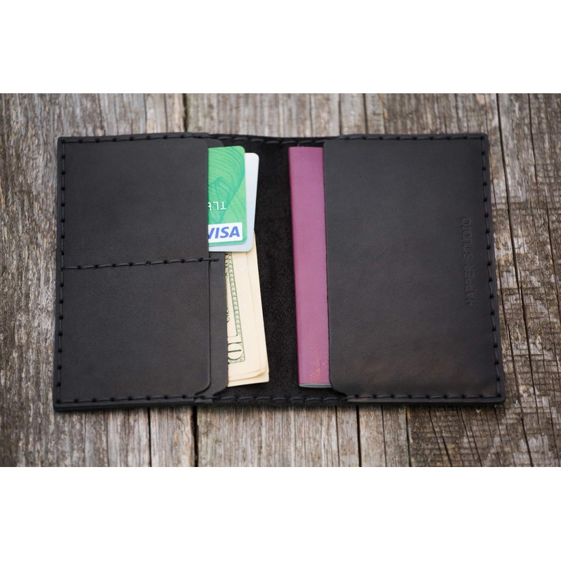 Black Passport Holder, Card Holder, Wallet, Durable Storage of ID,