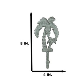 Ebros Gift Cast Iron Verdigris Tropical Paradise Beach Coconut Palm Trees Decorative Wall Hook Decor Sculpture Ocean Marine Wildlife Nautical Home Vacation Getaway Figurine (1)