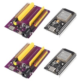 2Sets Type-C USB ESP-WROOM-32 ESP32 ESP-32S Development Board 2.4GHz Dual-Mode WiFi + Bluetooth Dual Cores Microcontroller Processor with Expansion Board for Arduino IDE