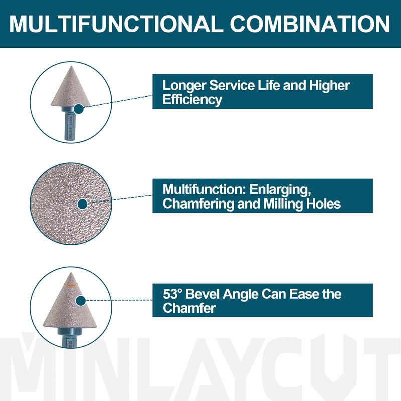 MINLAYCUT Diamond Beveling Chamfer Bits 35mm Diamond Cone Tile Bit