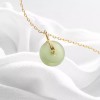 Handmade Vintage Style Green Jade Sterling Silver Necklace with 14K